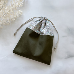 現品即発送☆リバティ C＆Sアデラジャカーキ×ブラウン×星ワッペン コップ袋 現品即発送☆リバティ C＆Sアデラジャカーキ×ブラウン×星