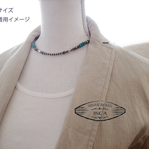 インディアンジュエリー ホワイトターコイズ 925 ネックレス燻し銀 インディアンジュエリー ターコイズ ビーズ ネックレス シルバー925