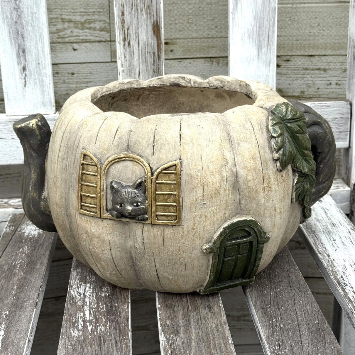 ハロウィン 鉢 かぼちゃ パンプキン 黒猫 グラスファイバー ガーデニング 鉢花   植木鉢 プランター 鉢