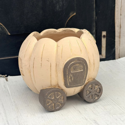 ハロウィン 鉢 かぼちゃ パンプキン 馬車 多肉植物 セメント