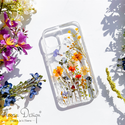陽だまりの香り お花 ミモザ ドライフラワー 押し花スマホケース