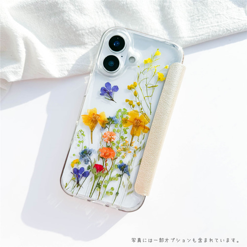 陽だまりの香り お花 ミモザ ドライフラワー 押し花スマホケース