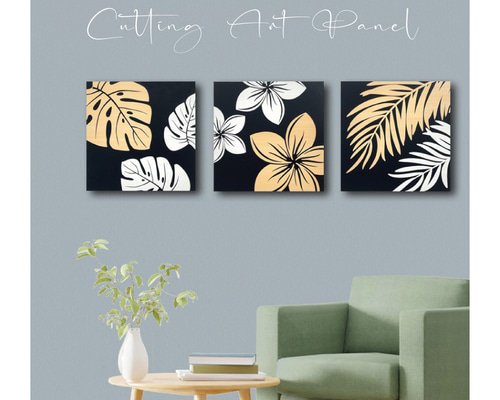 壁掛け 切り絵アート【tropical leaf PV モンステラ プルメリア パーム