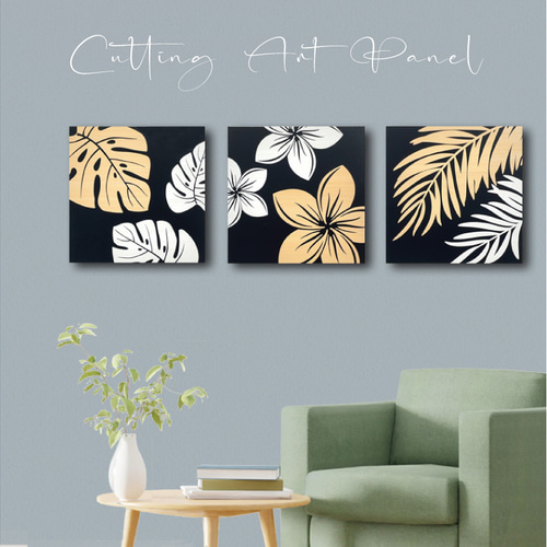 壁掛け 切り絵アート【tropical leaf PV モンステラ プルメリア パーム