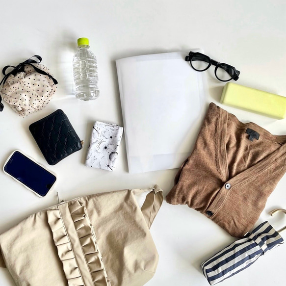 【受注生産】〈秋の新色〉旅行やフェスにも◎ 撥水加工・軽量 ・ダブルファスナーフリルショルダーバッグ ・M・マスタード 12枚目の画像