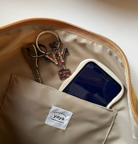 【受注生産】〈秋の新色〉旅行やフェスにも◎ 撥水加工・軽量 ・ダブルファスナーフリルショルダーバッグ ・M・マスタード 6枚目の画像