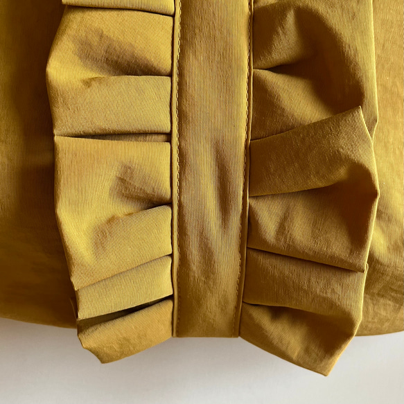 【受注生産】〈秋の新色〉旅行やフェスにも◎ 撥水加工・軽量 ・ダブルファスナーフリルショルダーバッグ ・M・マスタード 10枚目の画像