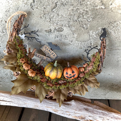 ★ハッピーハロウィンリース★Halloween三日月の箱庭リース★NEWデザイン★ 2枚目の画像