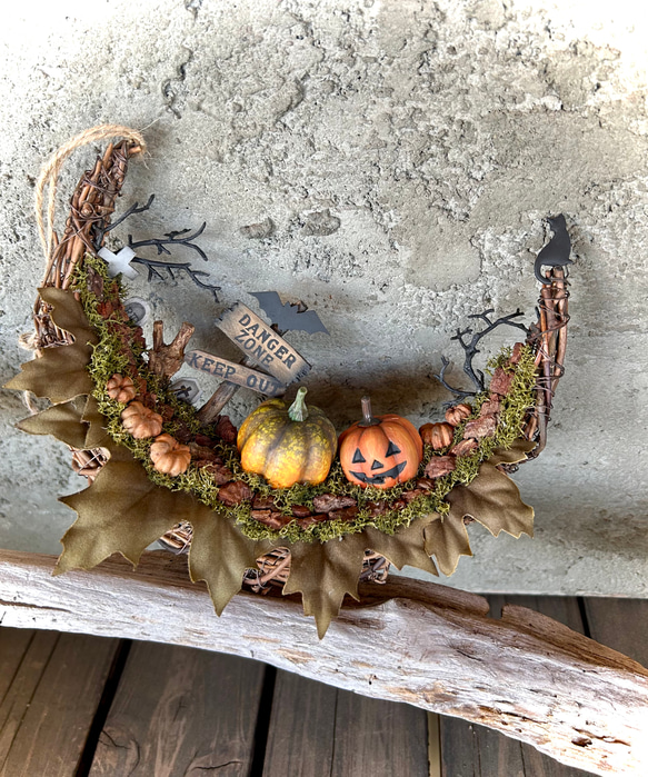 ★ハッピーハロウィンリース★Halloween三日月の箱庭リース★NEWデザイン★ 2枚目の画像