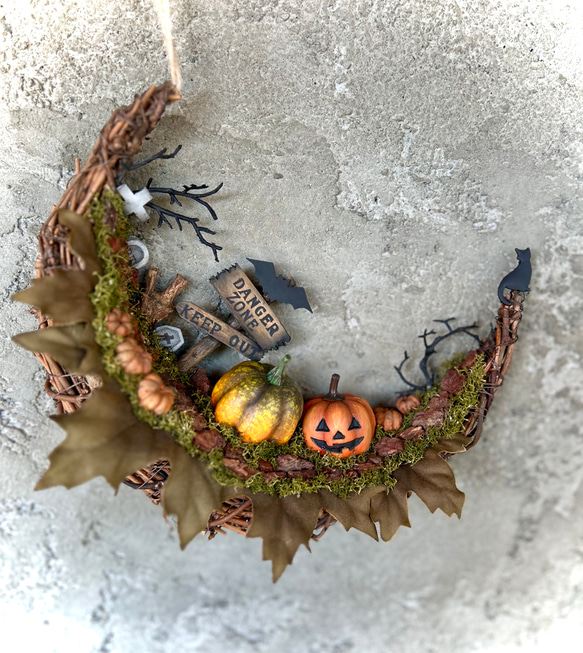 ★ハッピーハロウィンリース★Halloween三日月の箱庭リース★NEWデザイン★ 8枚目の画像