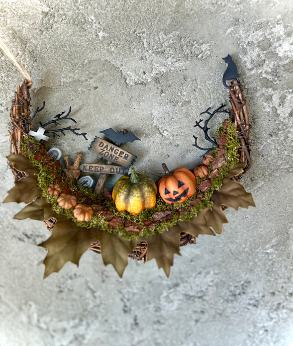 ★ハッピーハロウィンリース★Halloween三日月の箱庭リース★NEWデザイン★ 6枚目の画像