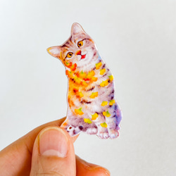 秋限定・秋色猫のブローチ 3枚目の画像