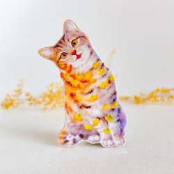 秋限定・秋色猫のブローチ 2枚目の画像