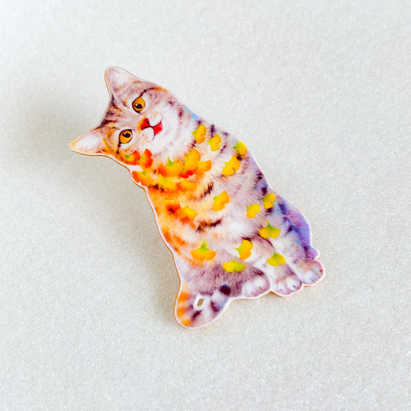 秋限定・秋色猫のブローチ 6枚目の画像