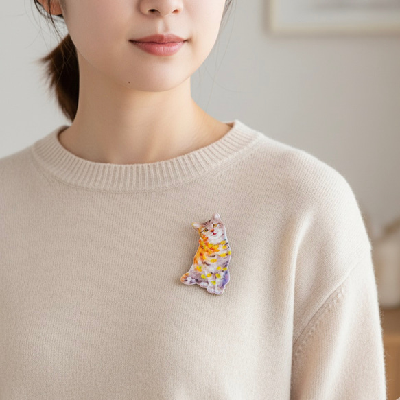 秋限定・秋色猫のブローチ 11枚目の画像