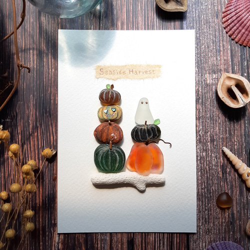 かぼちゃの収穫祭6 “Seaside Harvest”〉シーグラスアート その他アート