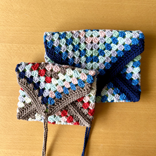 三徳袋 スクエアポーチ 小物入れ 文庫本が入る グラニースクエア