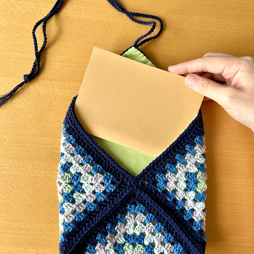 三徳袋 スクエアポーチ 小物入れ 文庫本が入る グラニースクエア