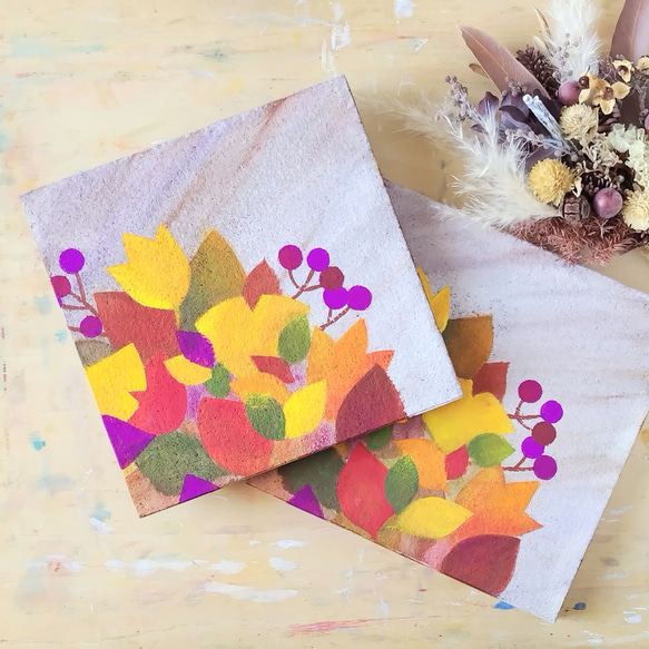 「秋色あつめ」コルクボードの原画＊アートパネル 5枚目の画像