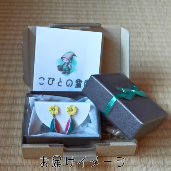 つまみ細工「スイカのピアス・イヤリング」 7枚目の画像