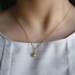 【四合一】橄欖綠珍珠桂花項鍊，14kgf，低過敏性，生日禮物 第6張的照片