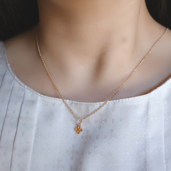 【四合一】橄欖綠珍珠桂花項鍊，14kgf，低過敏性，生日禮物 第7張的照片