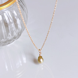 【四合一】橄欖綠珍珠桂花項鍊，14kgf，低過敏性，生日禮物 第8張的照片