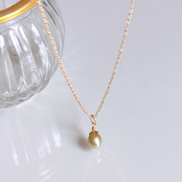 【四合一】橄欖綠珍珠桂花項鍊，14kgf，低過敏性，生日禮物 第8張的照片