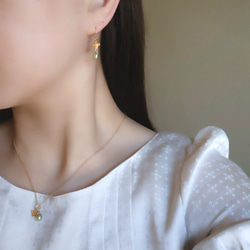 【四合一】橄欖綠珍珠桂花項鍊，14kgf，低過敏性，生日禮物 第4張的照片