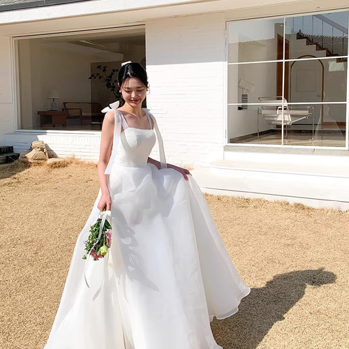 オルガン ウェディングドレス 白 ホワイト シンプル ノースリーブ