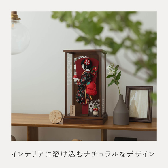 ことのかほり羽子板（0191）つばき　ブラウンケース｜コンパクトな木製羽子板飾り｜おしゃれな正月飾り｜ケース飾り 8枚目の画像