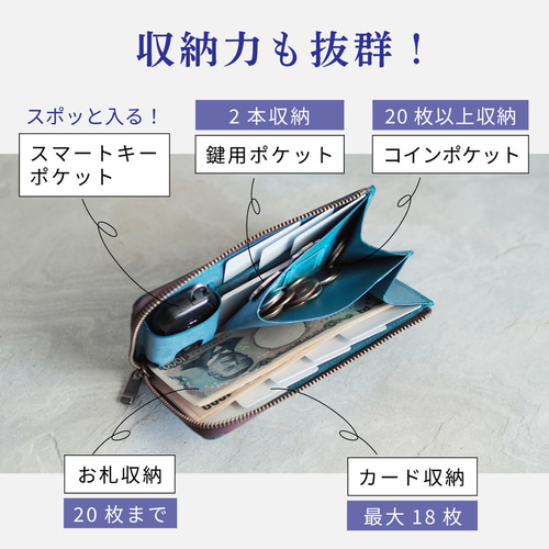 即納可・送料無料》スマートキーが入る小さい長財布『理 kotowari L