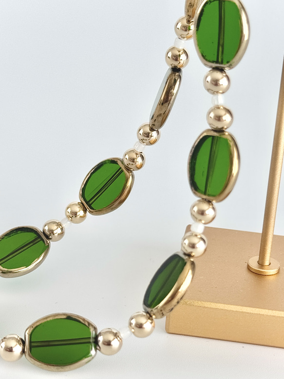鑲金邊玻璃珠手帶 - 綠色（智慧型手機配件/手機掛繩） 第3張的照片