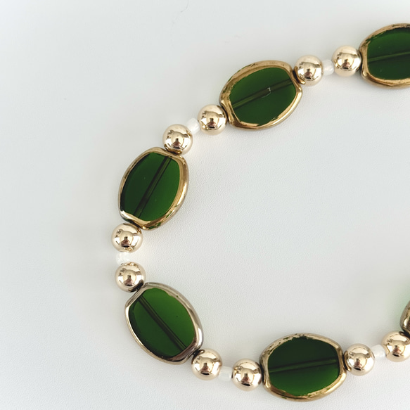 鑲金邊玻璃珠手帶 - 綠色（智慧型手機配件/手機掛繩） 第7張的照片