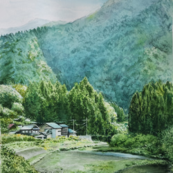 絵画 水彩画 風景画 画題 「晩秋の川景色」 絵画 yamakasumi56 通販