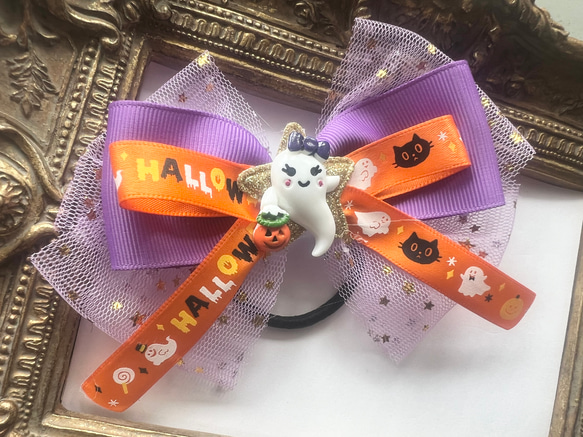 ハロウィン♡バッグに付けても♡おばけちゃんチュールリボン