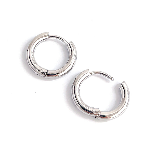 ese20-1 [6/3對] 環形耳環，外徑：約13毫米，線徑：約2.5毫米，一鍵穿線，316L 第3張的照片