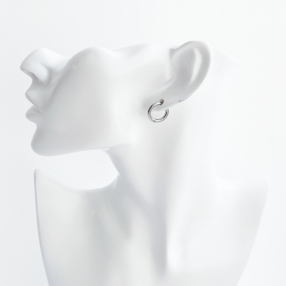ese20-1 [6/3對] 環形耳環，外徑：約13毫米，線徑：約2.5毫米，一鍵穿線，316L 第4張的照片