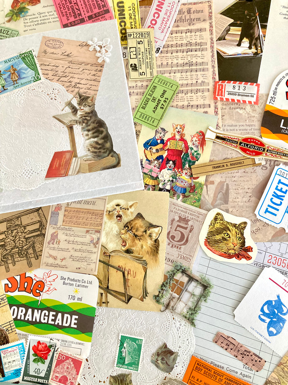 猫好きさんのコラージュBOX 【猫の音楽会/オペラ】コラージュ素材 80数点詰め合わせ 2枚目の画像