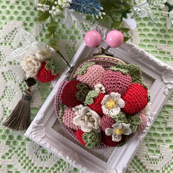 ピンクフラワーのポケットティッシュケース（ピンク）☆レース編み