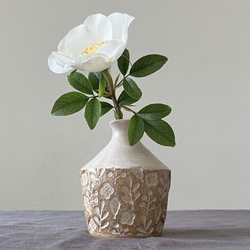 陶器の花瓶 一輪挿し 北欧ナチュラル 印花模様 フラワーベース