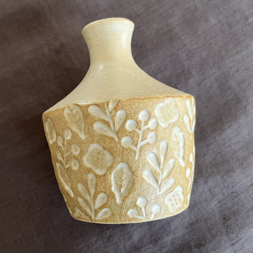 陶器の花瓶 一輪挿し 北欧ナチュラル 印花模様 フラワーベース