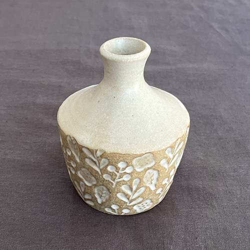 陶器の花瓶 一輪挿し 北欧ナチュラル 印花模様 フラワーベース