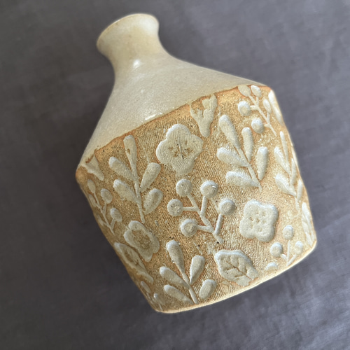 陶器の花瓶 一輪挿し 北欧ナチュラル 印花模様 フラワーベース
