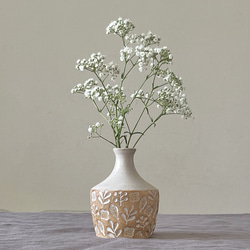 陶器の花瓶 一輪挿し 北欧ナチュラル 印花模様 フラワーベース