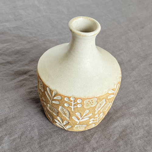 陶器の花瓶 一輪挿し 北欧ナチュラル 印花模様 フラワーベース