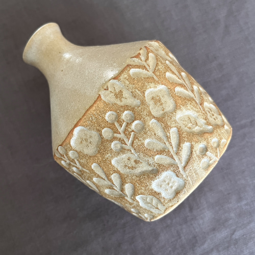 陶器の花瓶 一輪挿し 北欧ナチュラル 印花模様 フラワーベース