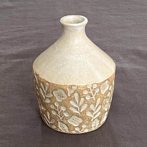 陶器の花瓶 一輪挿し 北欧ナチュラル 印花模様 フラワーベース