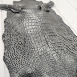 ワニ革　クレイフィニッシュ　墨黒　No.C008673 13枚目の画像