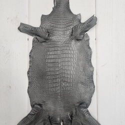 ワニ革　クレイフィニッシュ　墨黒　No.C008673 1枚目の画像